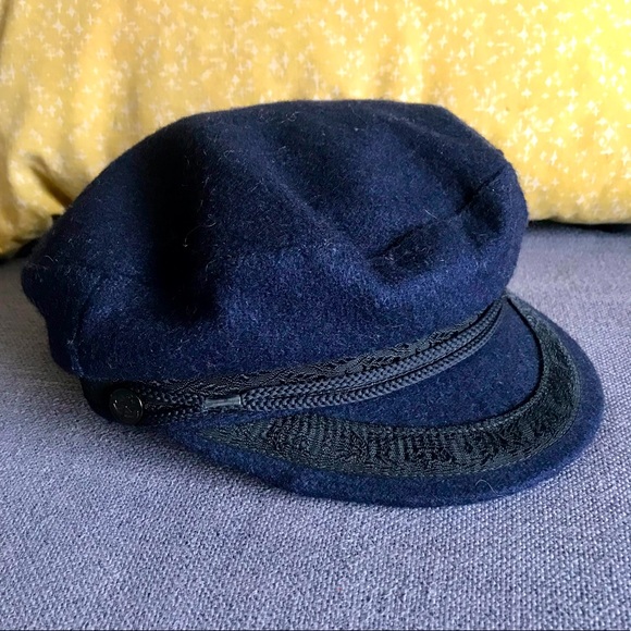 Accessories - Vintage Navy Wool Fisherman’s Hat, Made in France, 1960s/70s, Women’s Small